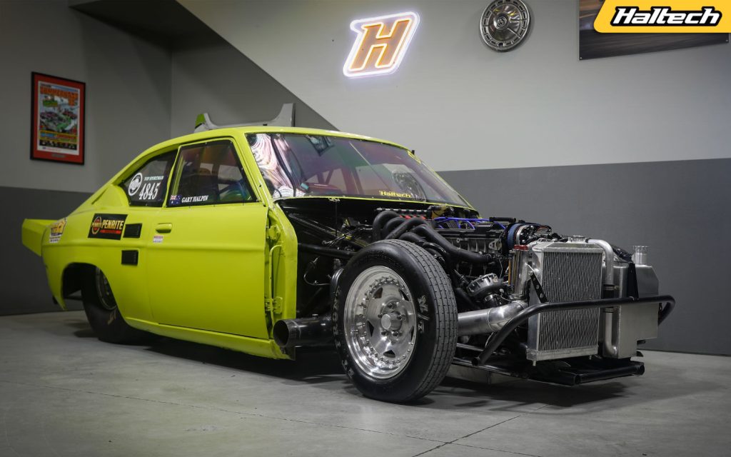 Gary Halpin's Datsun 1200 coupe. Haltech Heroes.